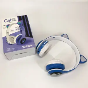 Беспроводные наушники с кошачьими ушками и RGB подсветкой Cat VZV 23M. Цвет: синий